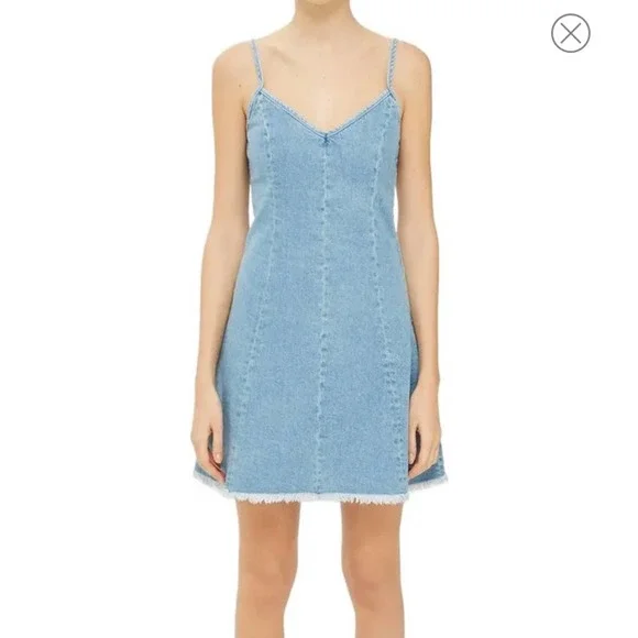 Topshop | Dresses | Topshop Laceup Denim Slip Dress 6 | Poshmark